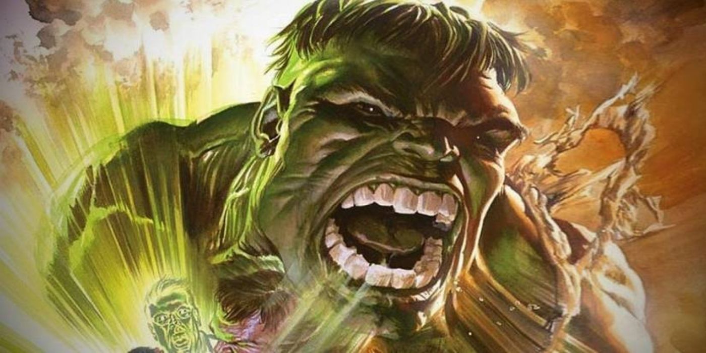 Un primer plano del rostro de Hulk mientras grita de rabia.