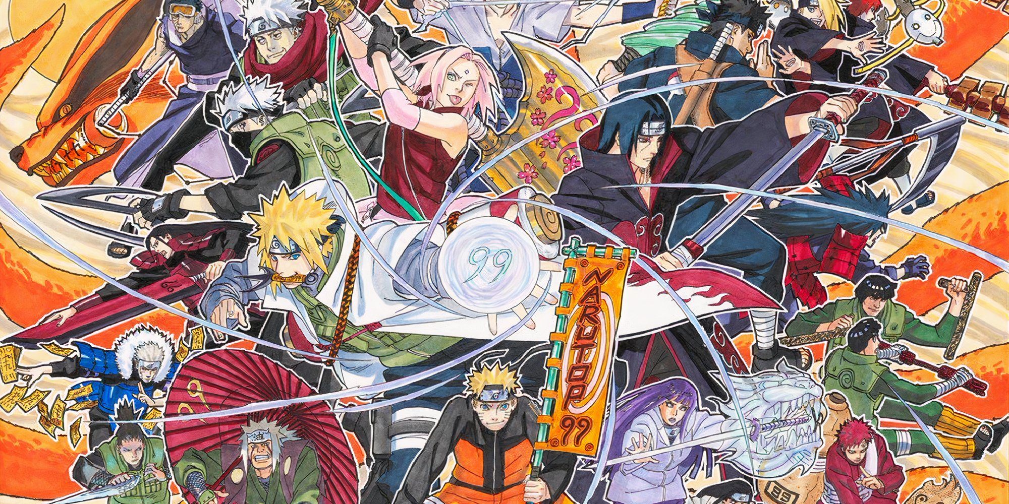 Illustration of Naruto characters who won the Narutop99 popularity poll