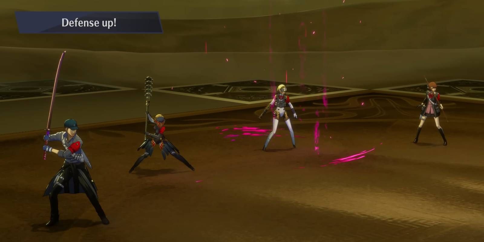 Persona 3 Reload Episode Aigis group of Aigis, Junpei, Metis, and Yukari for Source of the Abyss boss fight