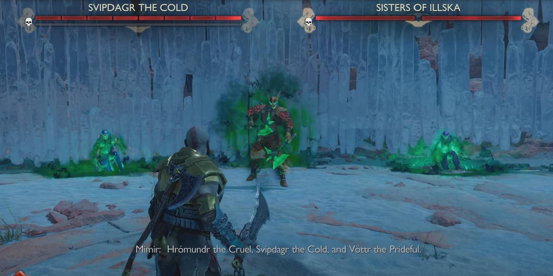 God of War Ragnarok Sisters of Illska and Svipdagr the Cold Berserker Stone bosses