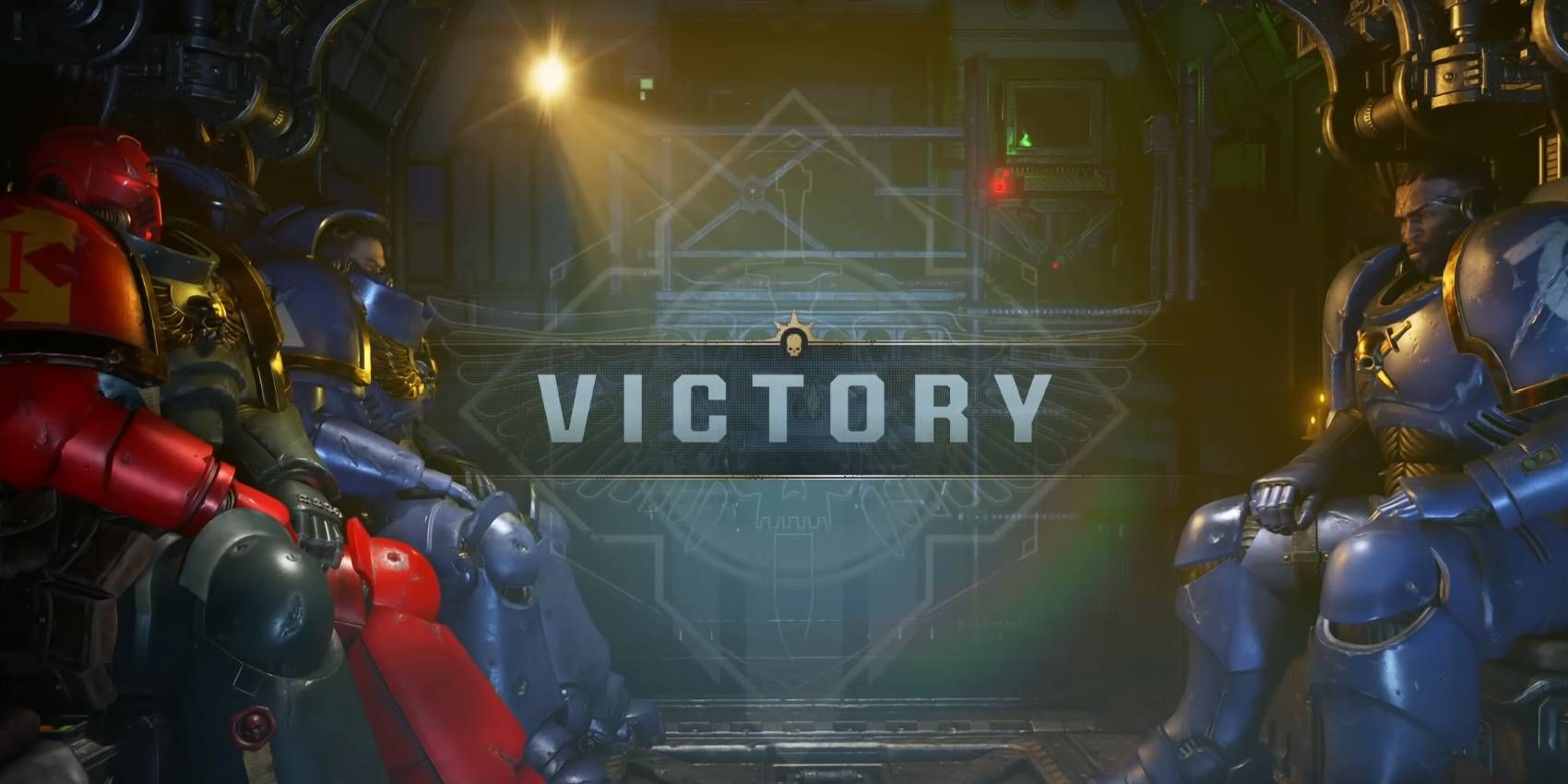 Warhammer 40k Space Marine 2 achieving Victory from an Operations mission with multiplayer squad