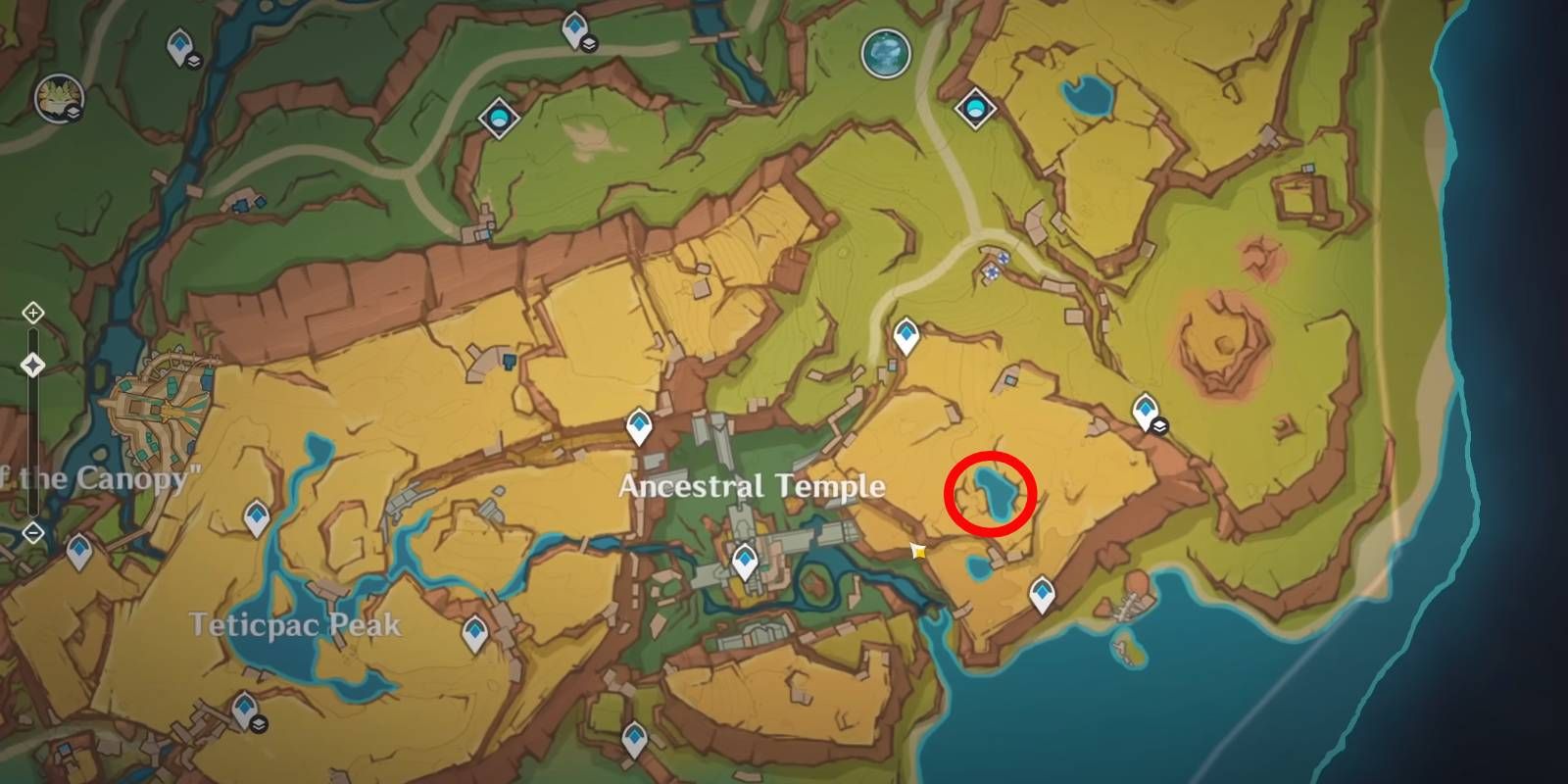 Localização da lenda local do Genshin Impact, Ele nunca morre, no mapa de Natlan