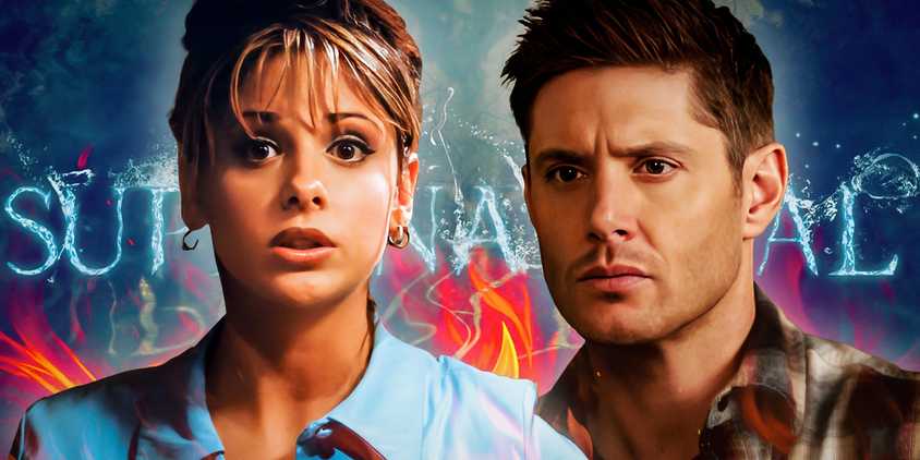 Sarah Michelle Gellar as Buffy from Buffy the Vampire Slayer and Jensen Ackles as Dean from Supernatural