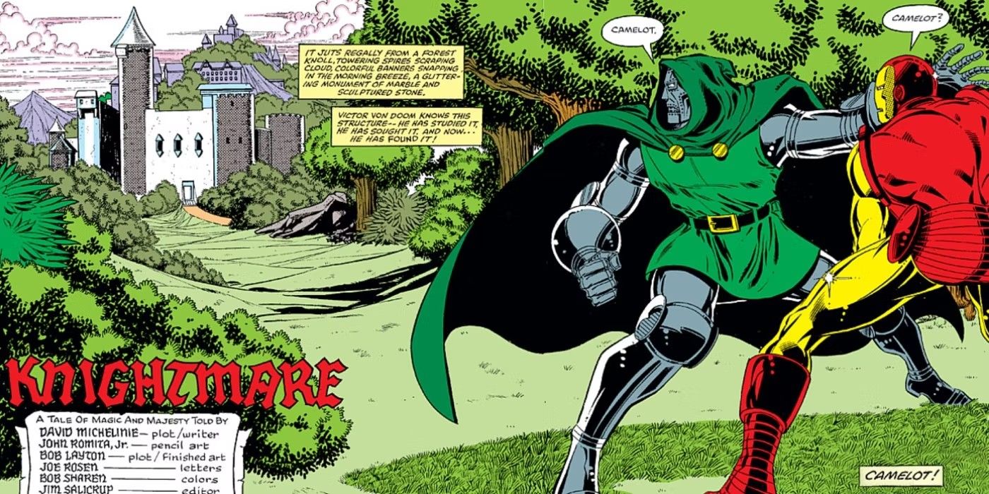 iron man and doctor doom arrive in camelot