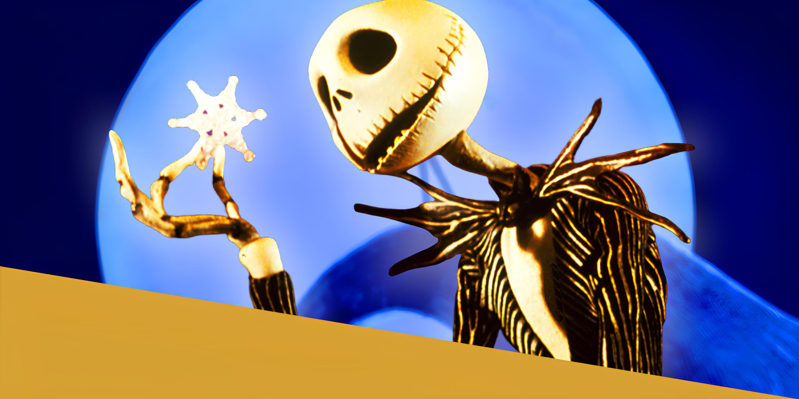 Jack Skellington de Pesadilla antes de Navidad sostiene una estrella frente a la luna