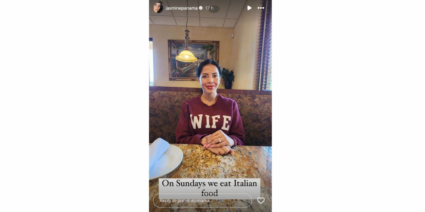 Jasmine Pineda in 90 Day Fiance on Instagram stories wearing "wife" sweatshirt