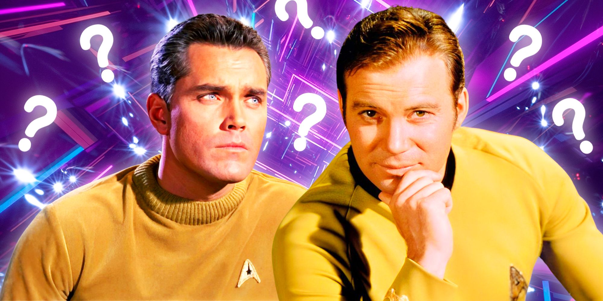 Jeffrey Hiunter as Captain Pike and William Shatner as Captain Kirk in 1960s Star Trek