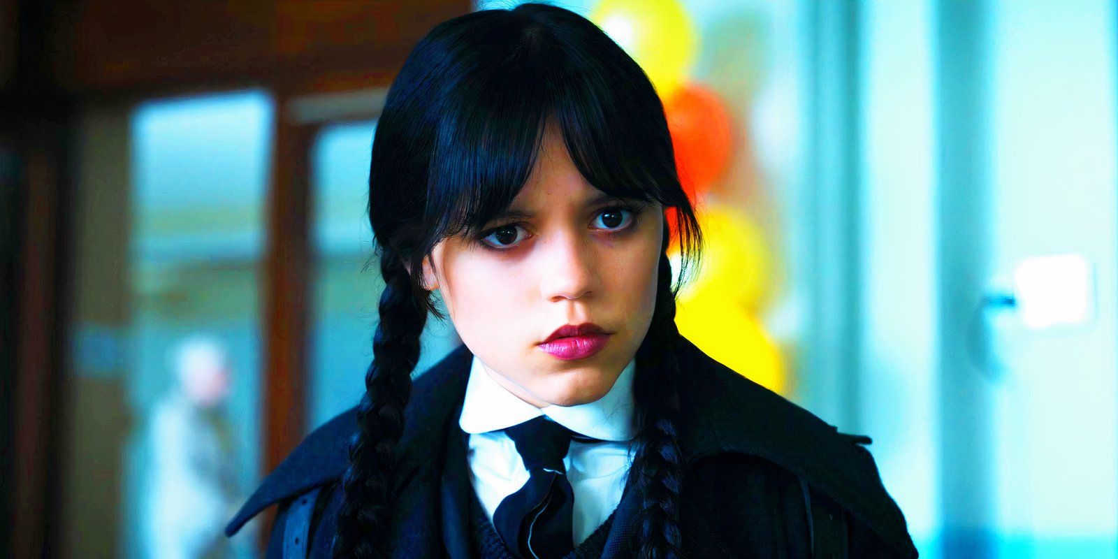 Jenna Ortega scowling as Wednesday Addams in Wednesday season 1