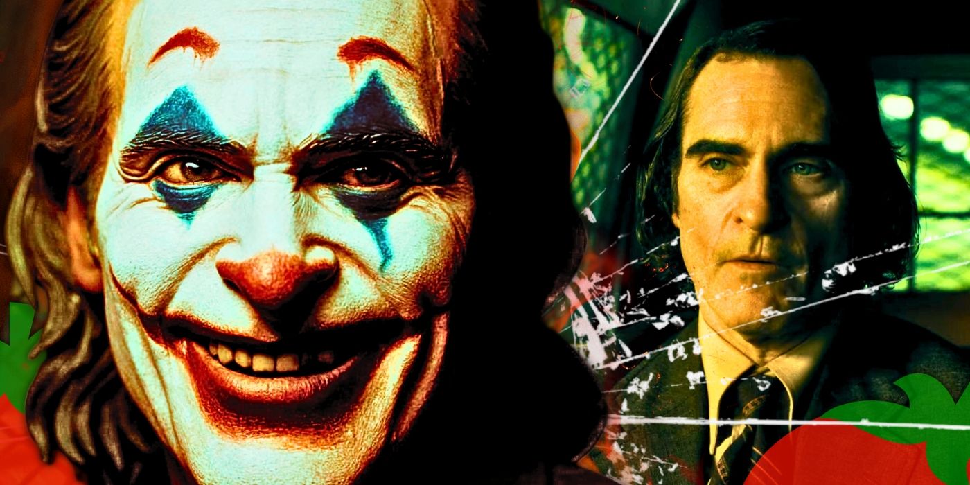 Joaquin Phoenix As Joker In Full Makeup With Arthur Fleck In The Back Of A Police Car In Joker Folie A Deux