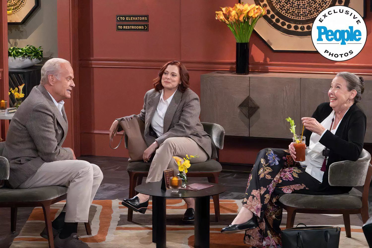 Kelsey Grammar Rachel Bloom and Harriet Sansom Harris Sit Together in Frasier Season 2