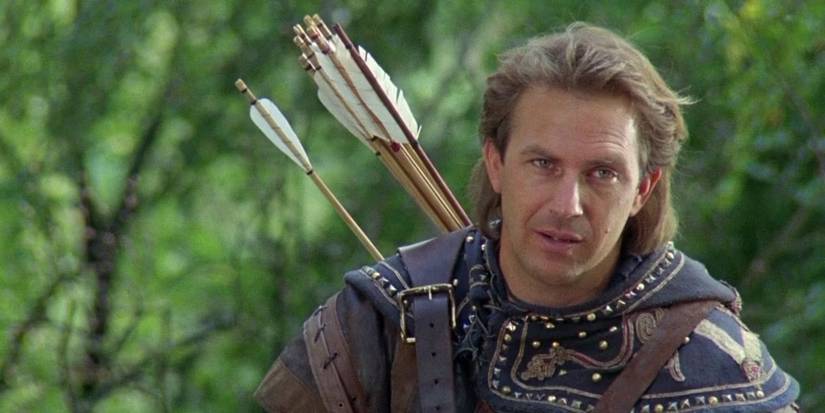 Kevin Costner as Robin looking smugly in Robin Hood: Prince of Thieves