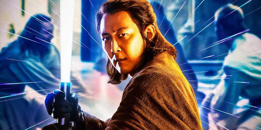 Lee Jung-jae's Master Sol wields his lightsaber in The Acolyte, edited over The Phantom Menace's Duel of the Fates