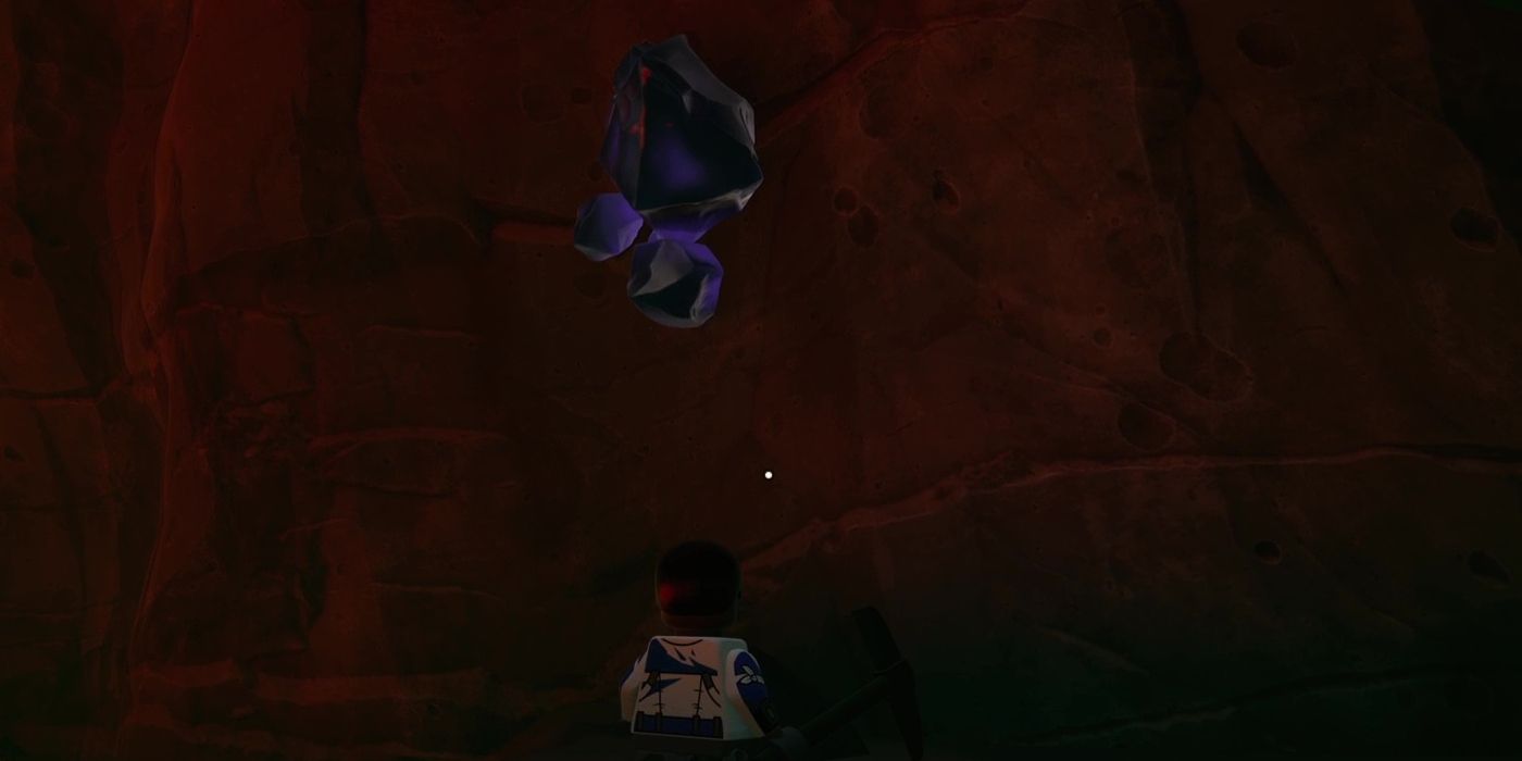 A cave wall in LEGO Fortnite showing where you can get Obsidian