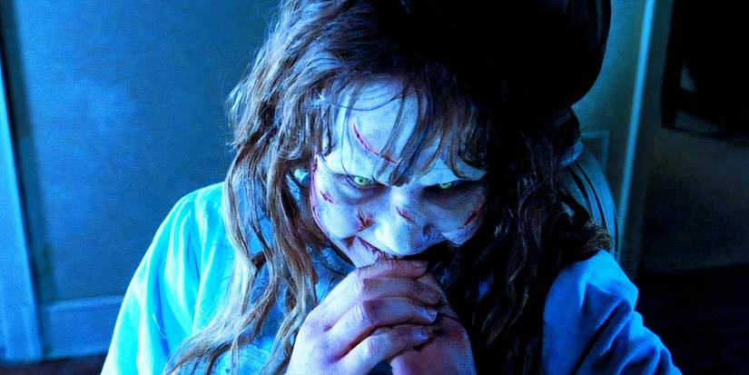 Linda Blair as Regan laughing in The Exorcist