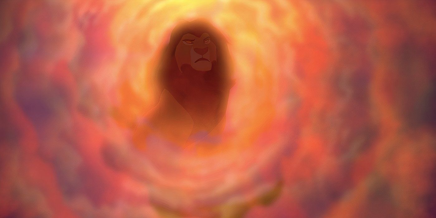 Mufasa appears in the clouds after his death.