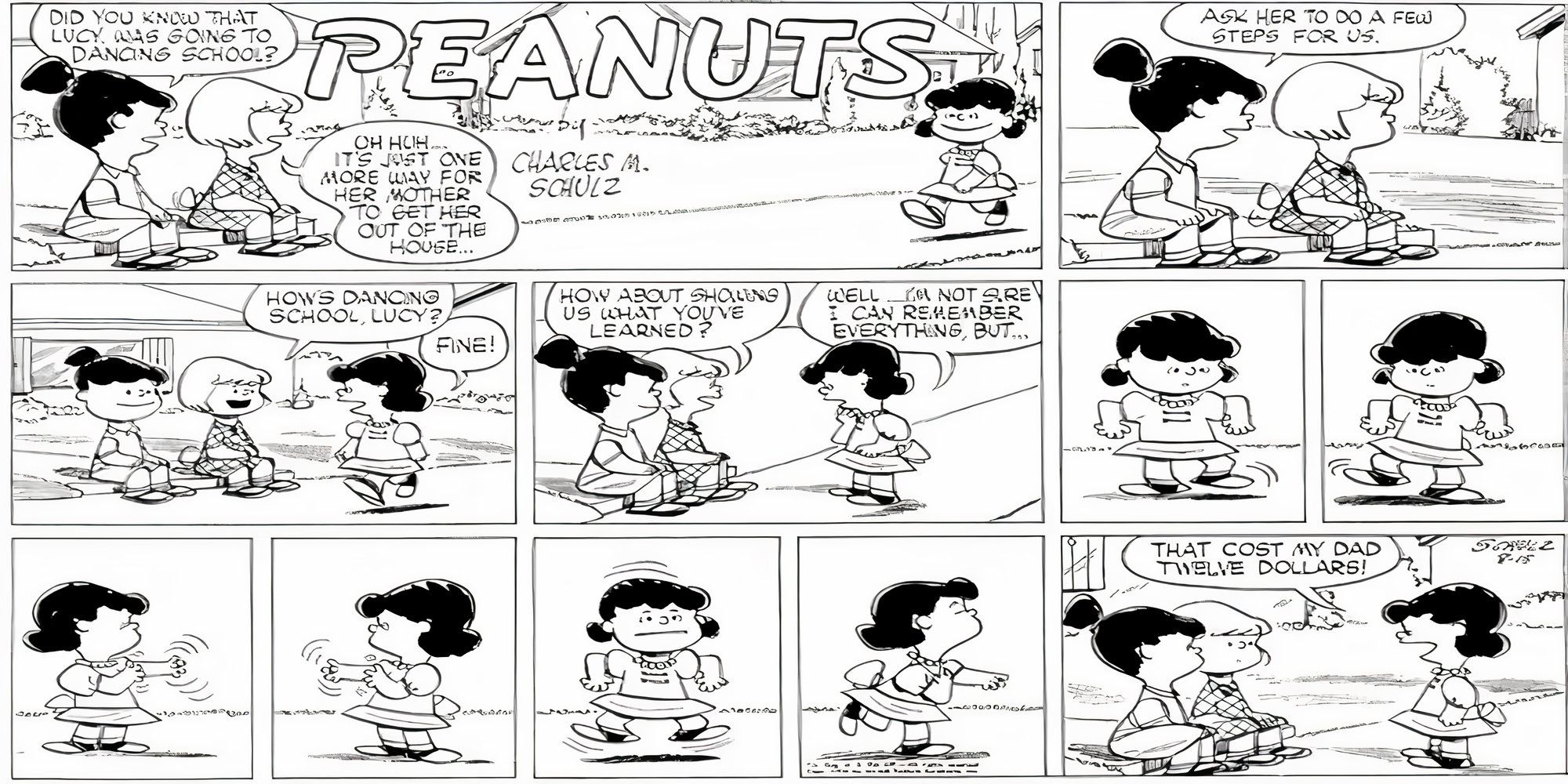 Lucy showing off her dance moves to Peanuts.