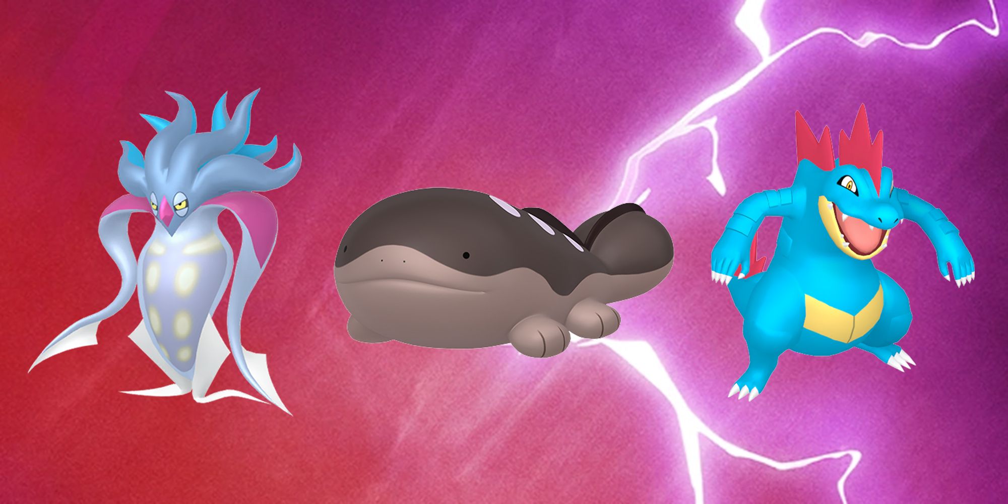 Malamar, Clodsire e Feraligatr em Pokémon GO