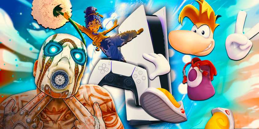 May from It Takes Two, Rayman, and a character from Borderlands 3 with a PS5