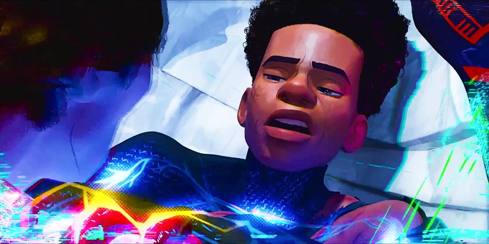 Miles Morales Making A Face At Miguel O'Hara In Spider-Man Across The Spider-Verse