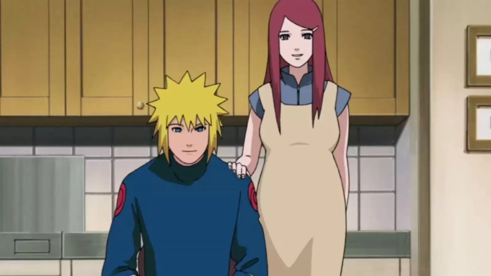 Kushina grávida ao lado de Minato.