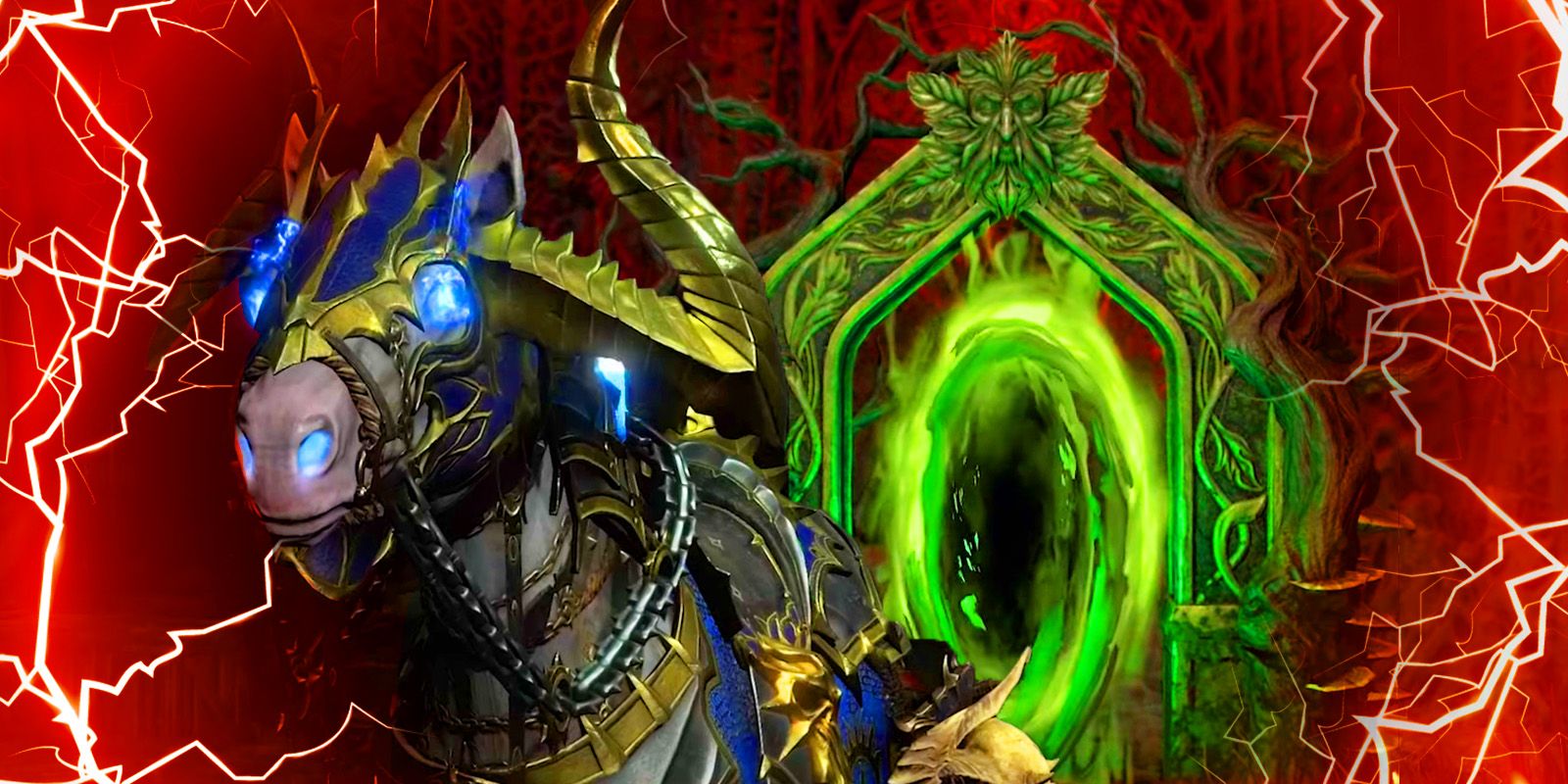 A mount and a portal in Diablo 4.