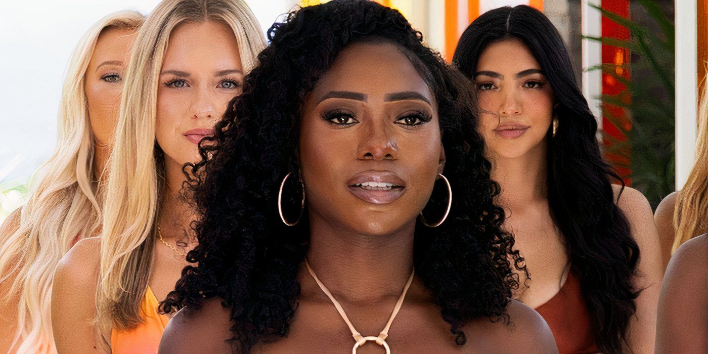 Najah Fleary from Love Island in montage with two castmates behind her