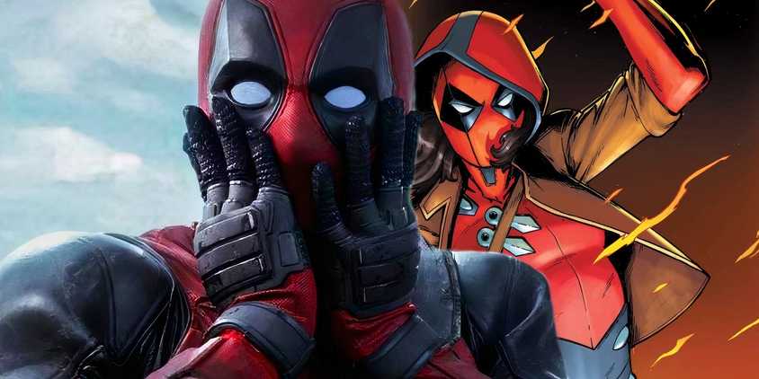 MCU's Deadpool with Marvel Comics' Deadpool aka Ellie behind him.