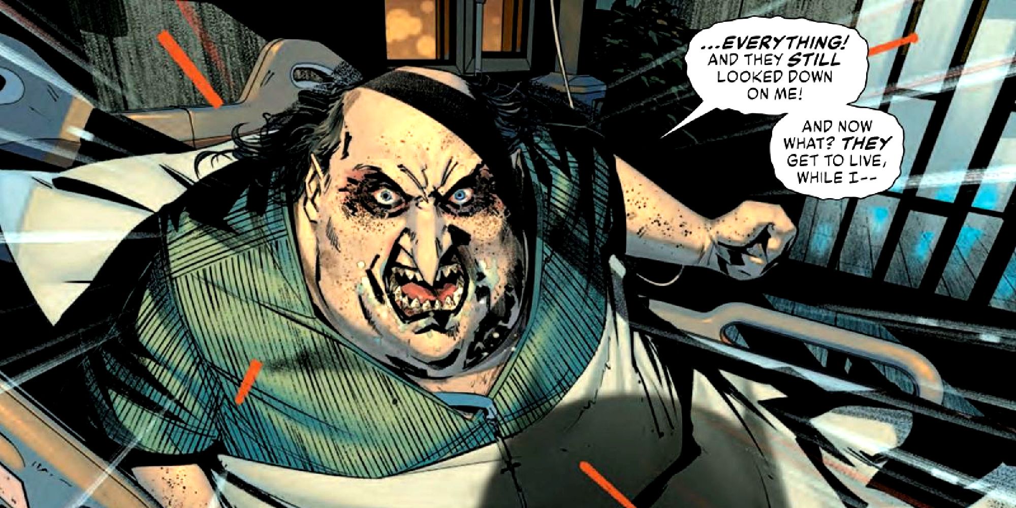 Oswald Cobblepot a.k.a. The Penguin yells in bed in DC Comics