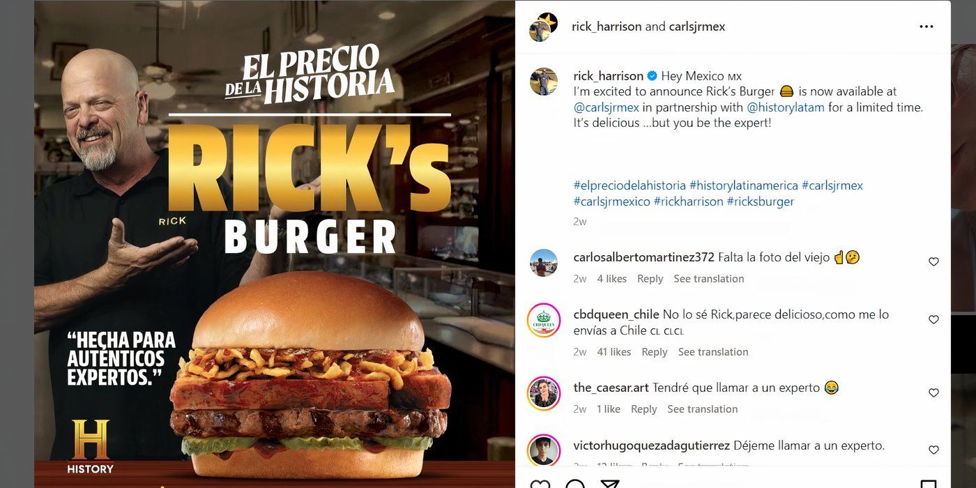 pawn stars rick harrison in carls jr fast food promo post from instagram