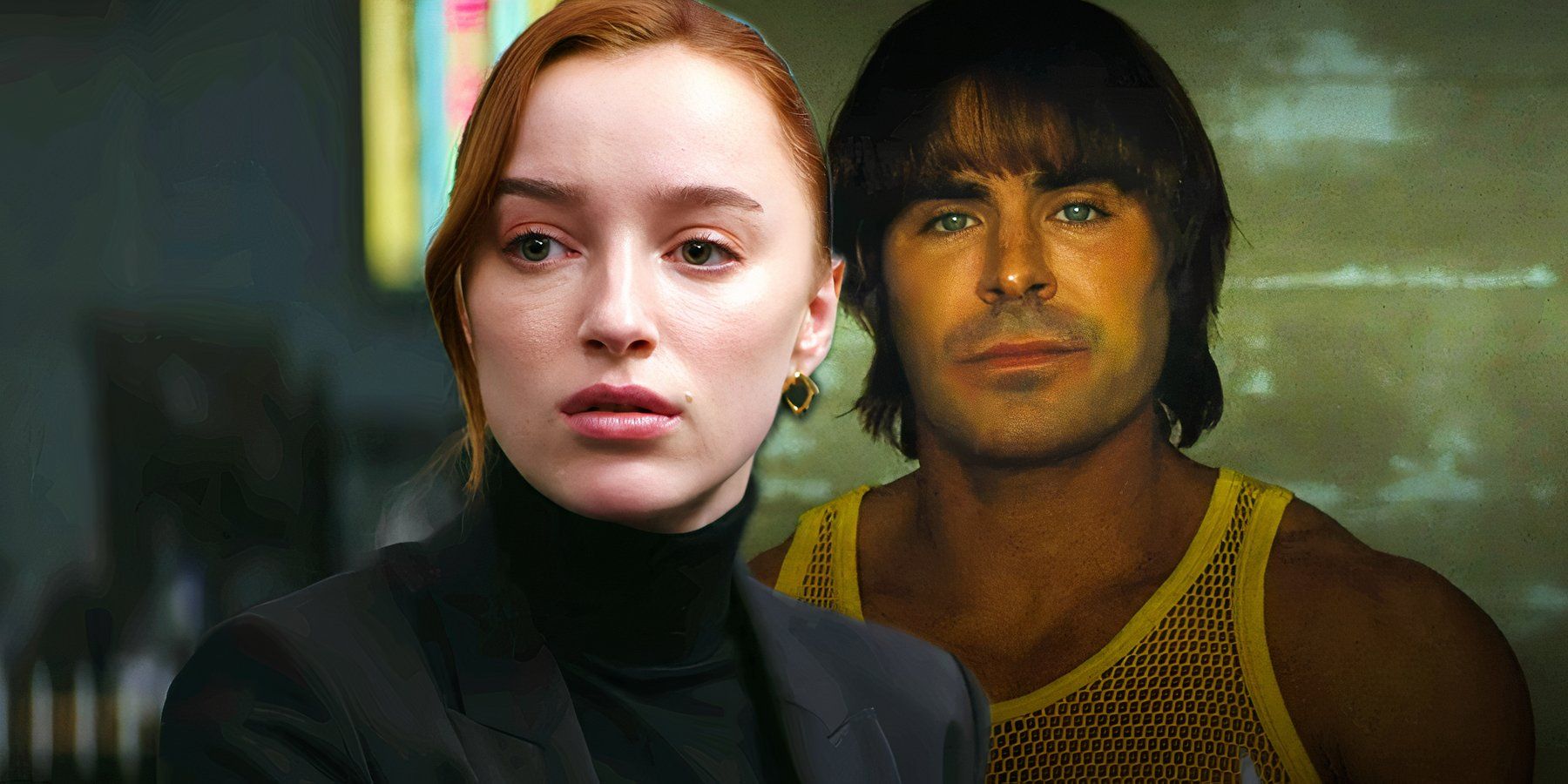 Phoebe Dynevor looking stunned in Fair Play and Zac Efron getting ready for the ring in The Iron Claw