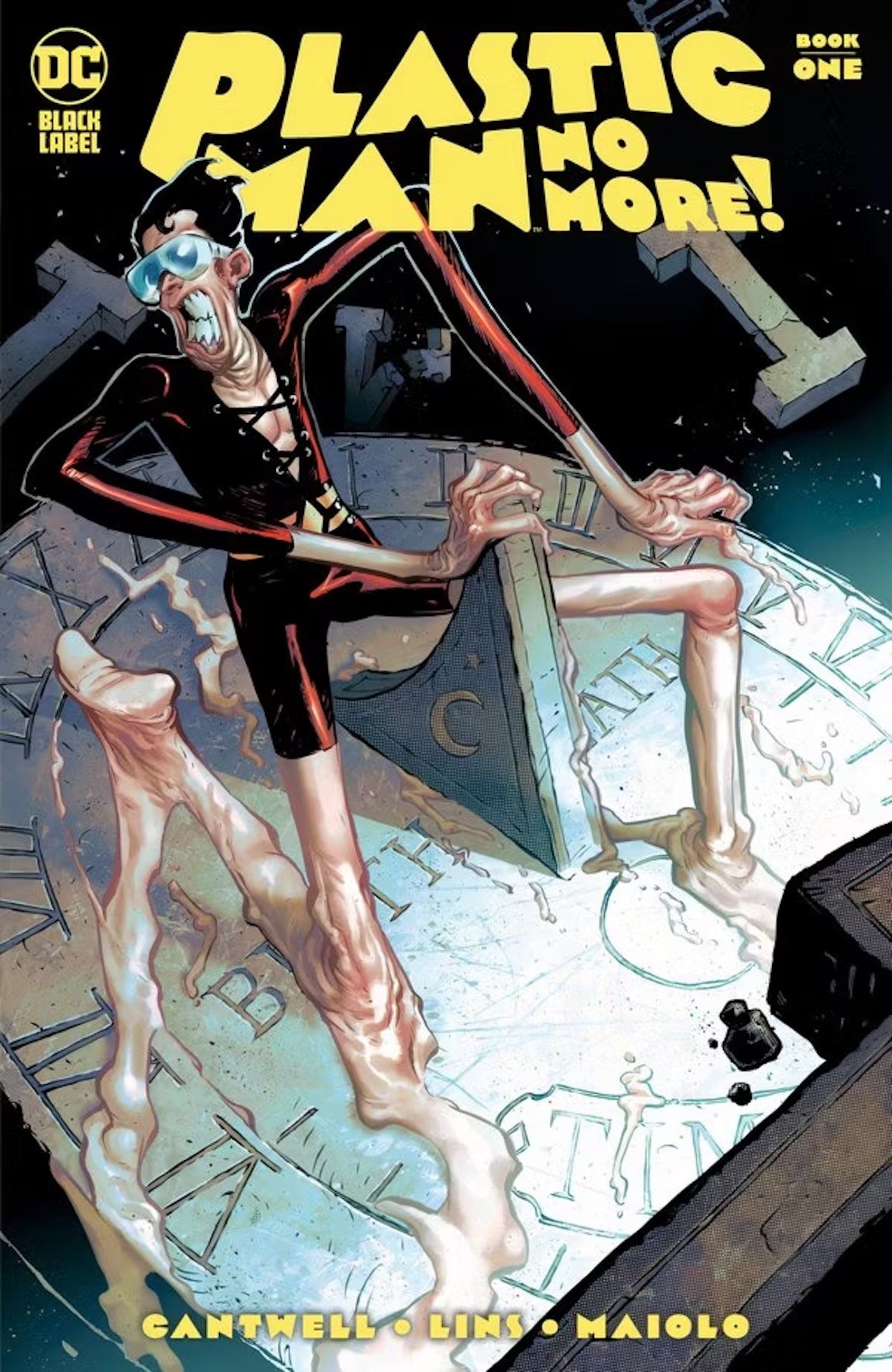 Plastic Man No More 1 Portada principal: Plastic Man se derrite en un reloj romano.