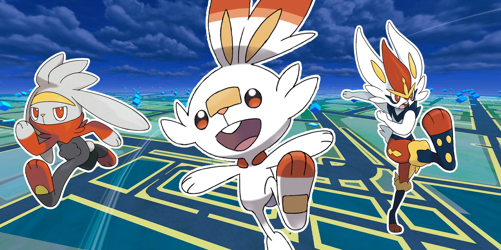Scorbunny and its evolutions Raboot and Cinderace in Pokemo GO