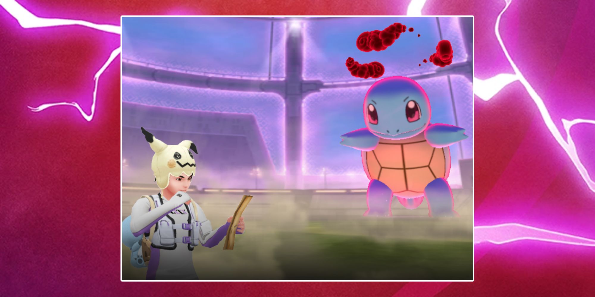 A trainer taking on a Dynamax Squirtle in a Pokemon GO Max battle