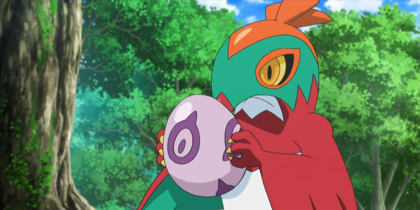 Hawlucha de Ash descobre o ovo Noibat.