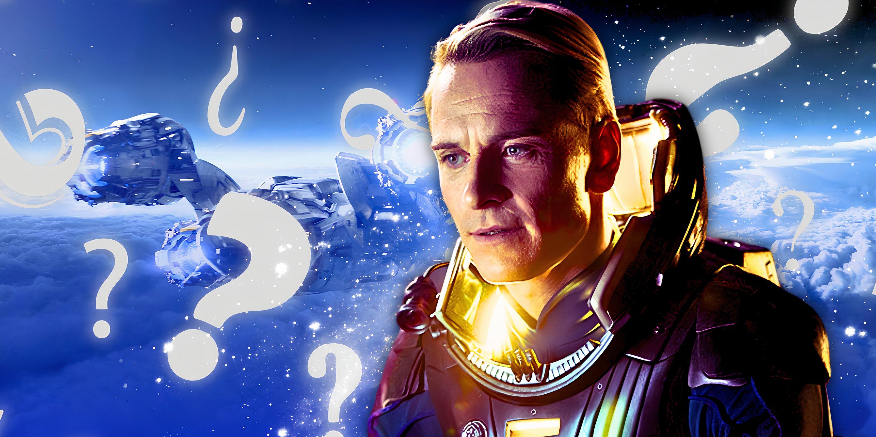 Michael Fassbender jako David przed statkiem z „Prometeusza”.