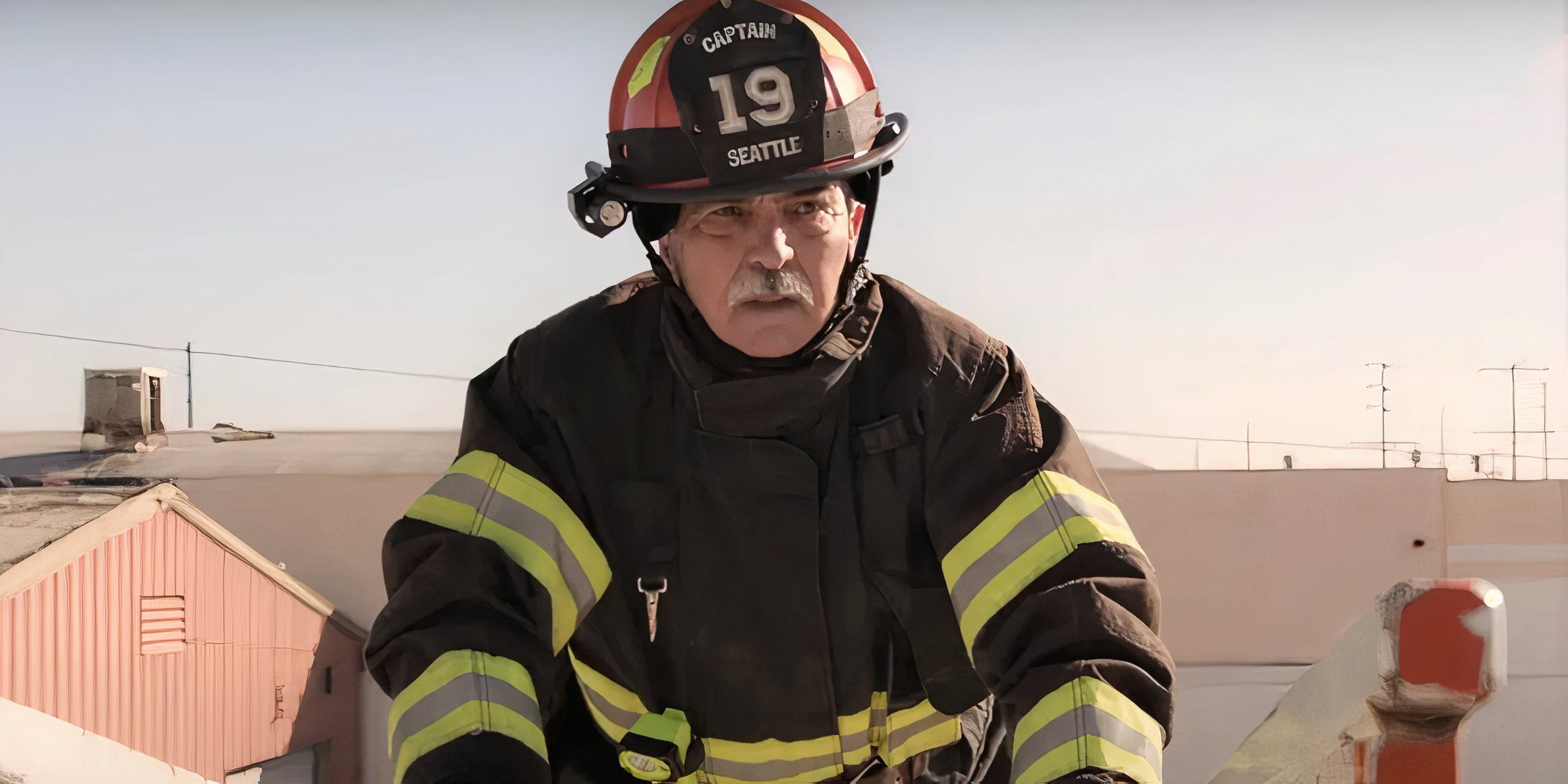 Pruitt Herrera climbing a ladder to the top of a roof in Station 19