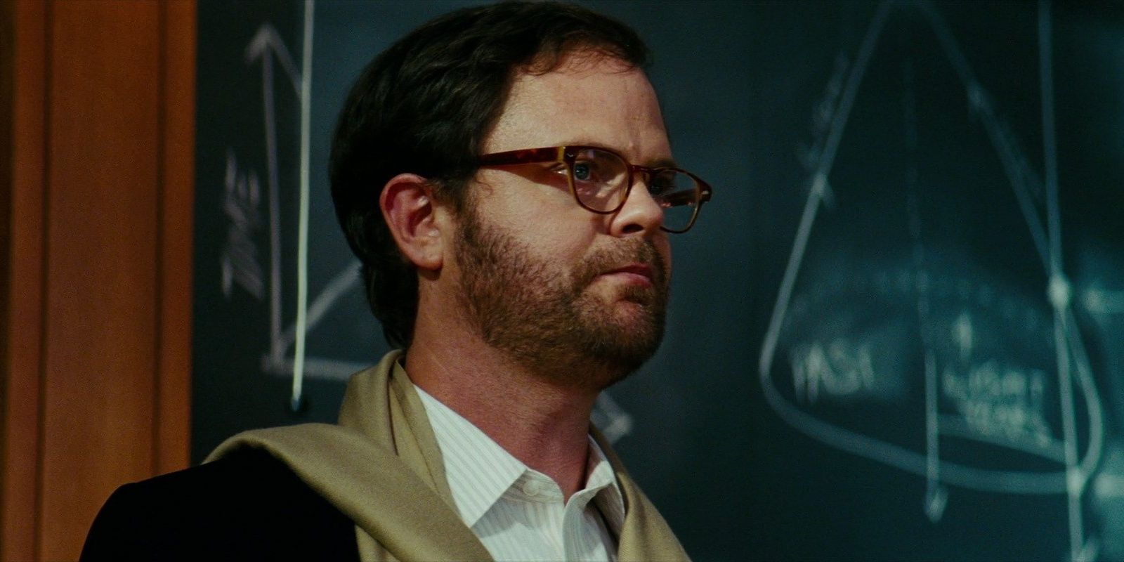 Rainn Wilson como um professor universitário carrancudo em Transformers: Revenge of the Fallen