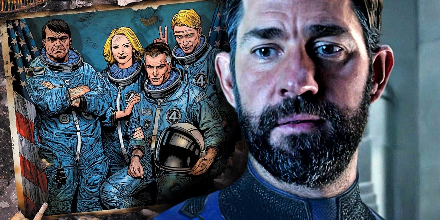 reed richards looks sad next to burned photo of the fantastic four