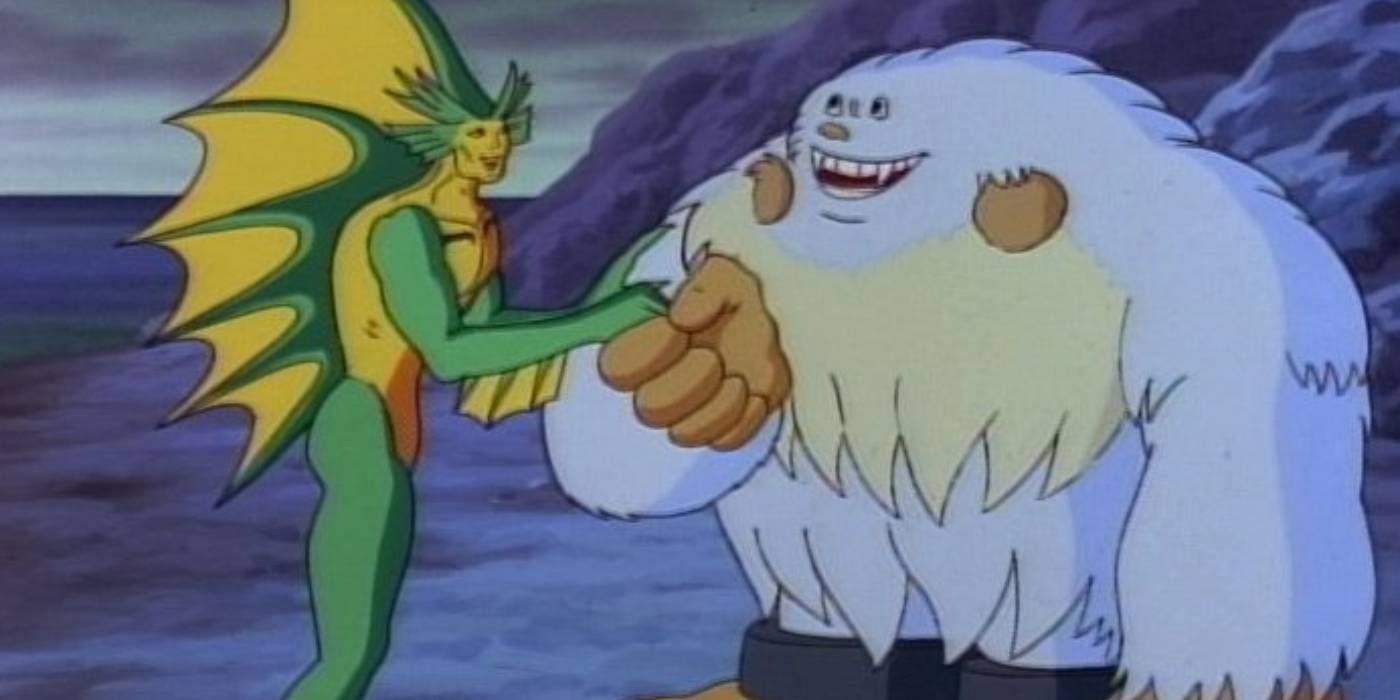 Rikuo e Sasquatch na série de desenhos animados Darkstalkers