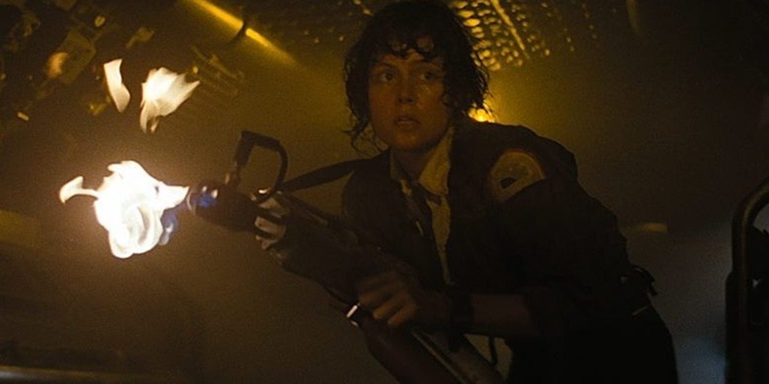 Ripley with a gun in Alien