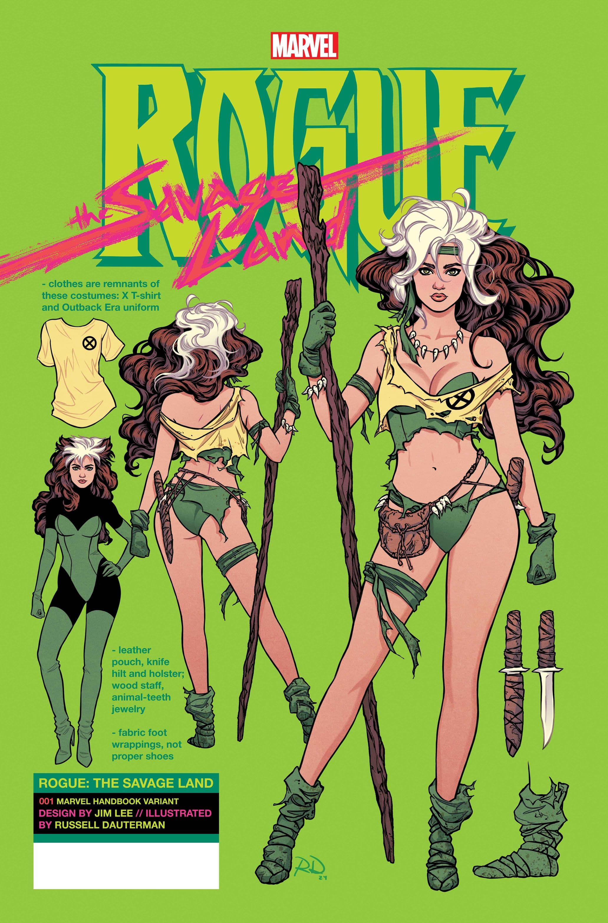 Rogue The Savage Land #1 Portada variante Rogue modela su traje de Savage Land