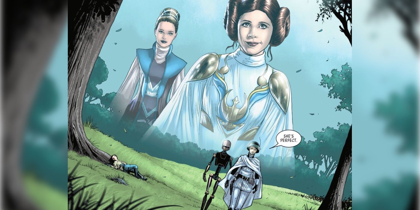 A visão de Sabé de Leia e Padmé em Darth Vader #50