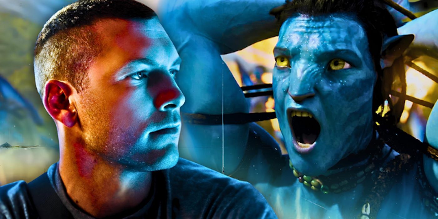 Sam Worthington's Jake Sully as a human and an avatar in Avatar