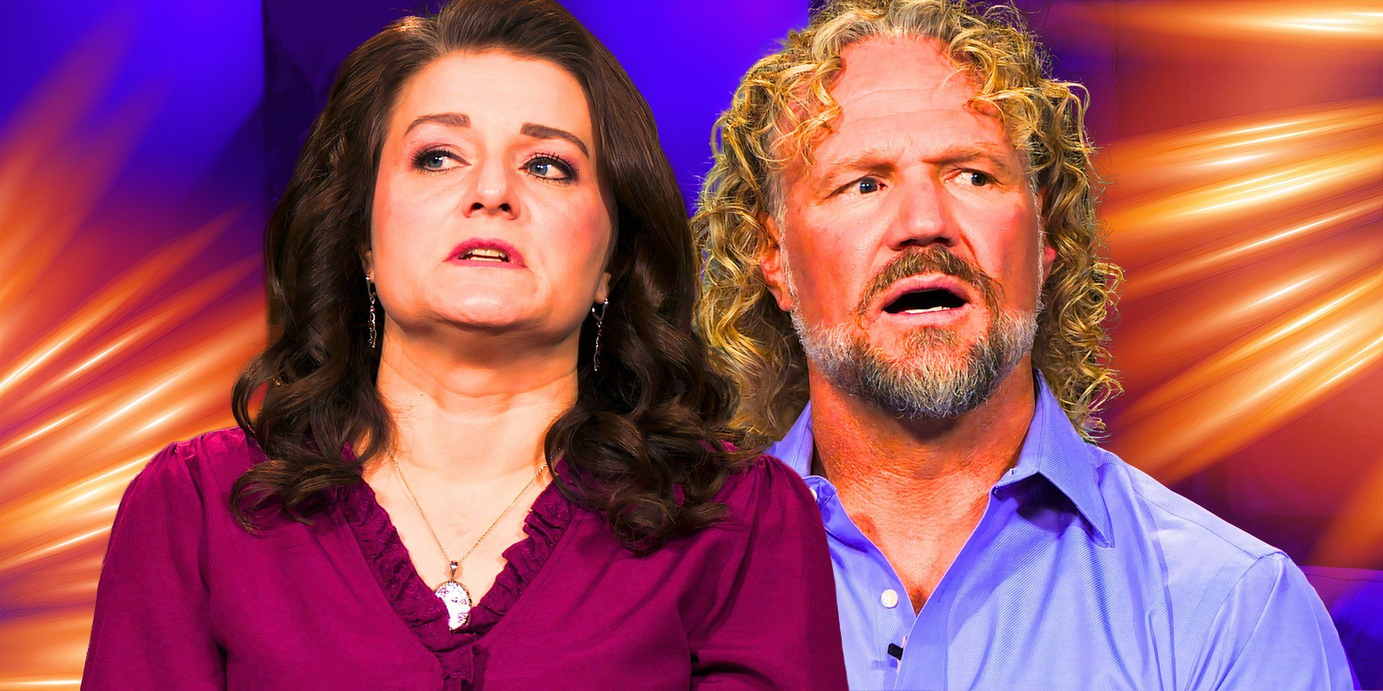 sister wives - image of robyn and kody looking villainous with orange background