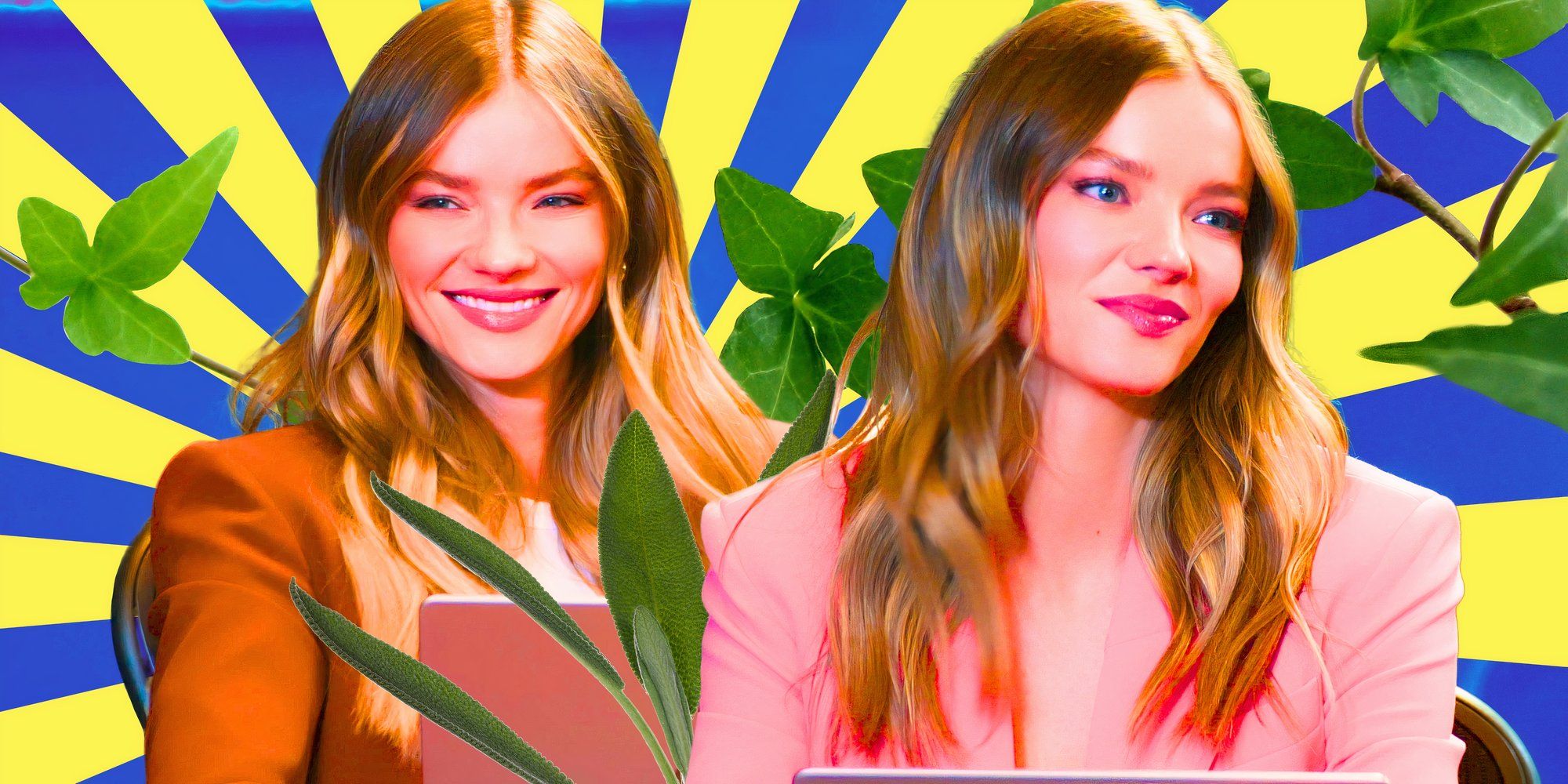a montage of Alanna Gold from selling sunset with plants