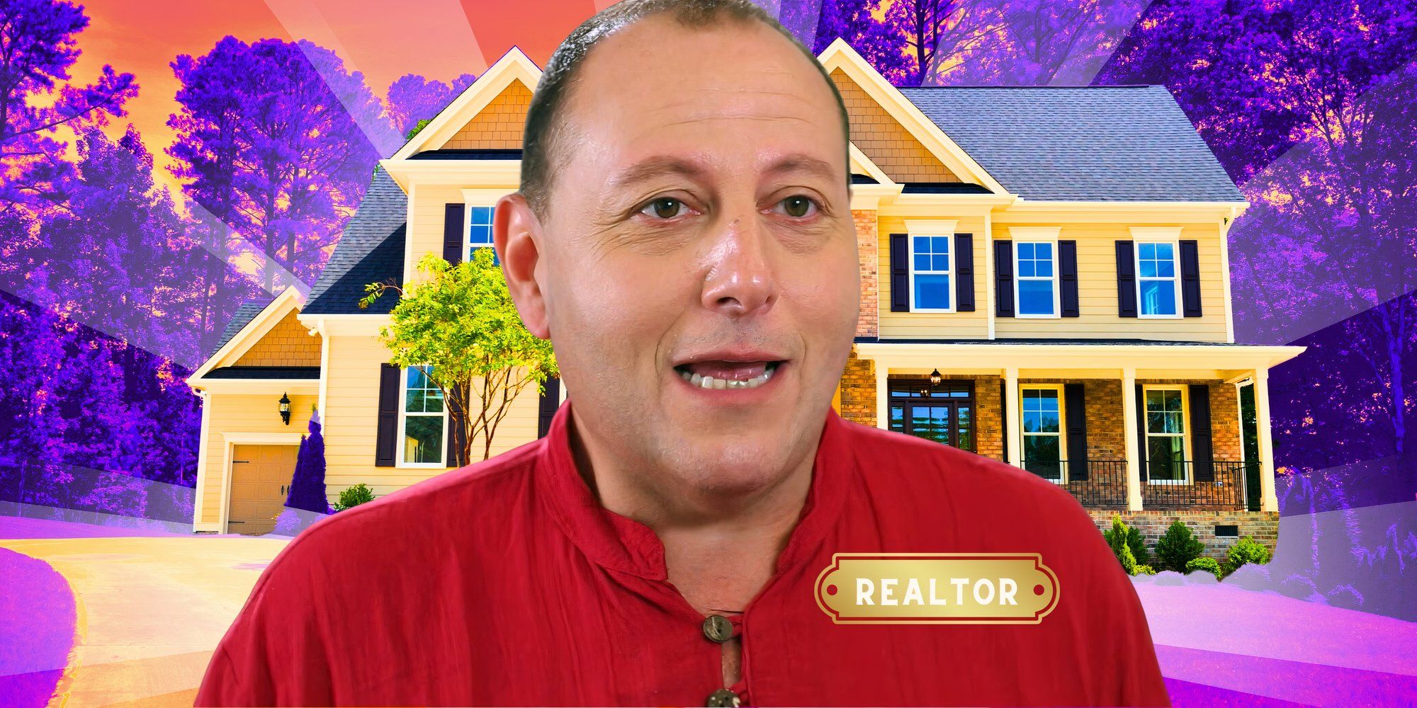 image of David from 90 day fiance looking like a relator with a home behind
