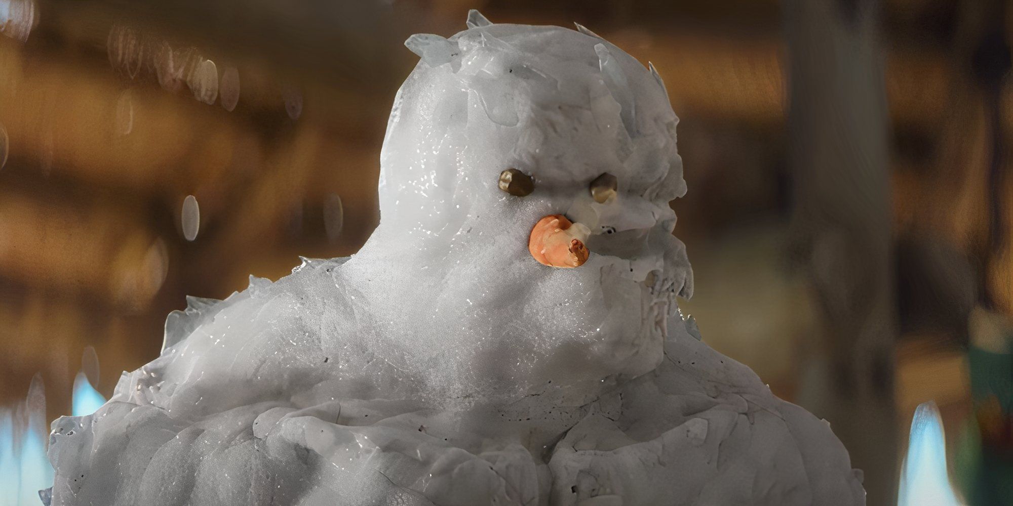 Boneco de neve com metade do rosto derretido em Red One