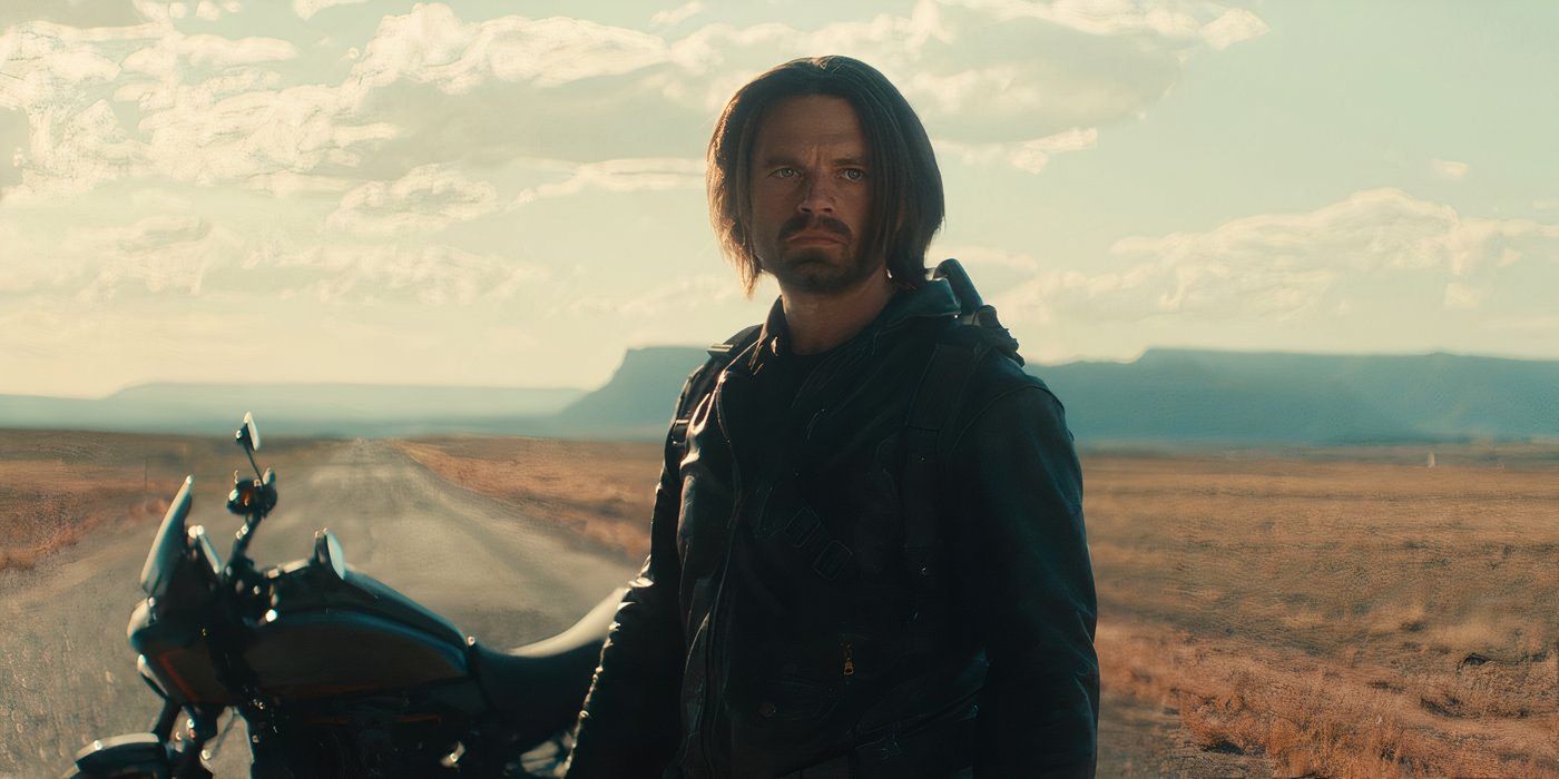 Bucky Barnes, de Sebastian Stan, se enfrenta a una tormenta en el desierto en Thunderstorm Trailer (2025).