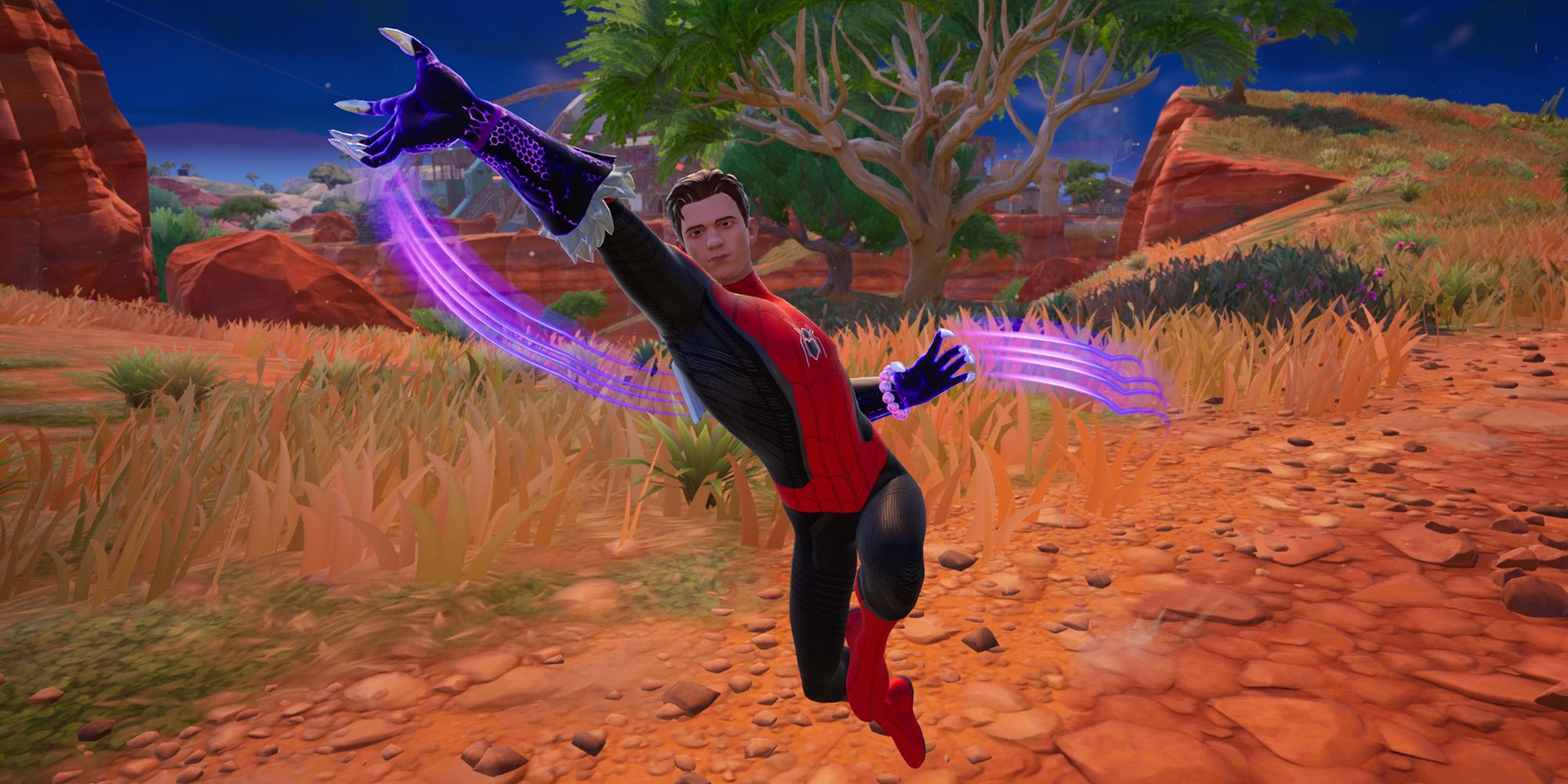 Homem-Aranha usando as Garras da Pantera Negra de Shuri em Fortnite