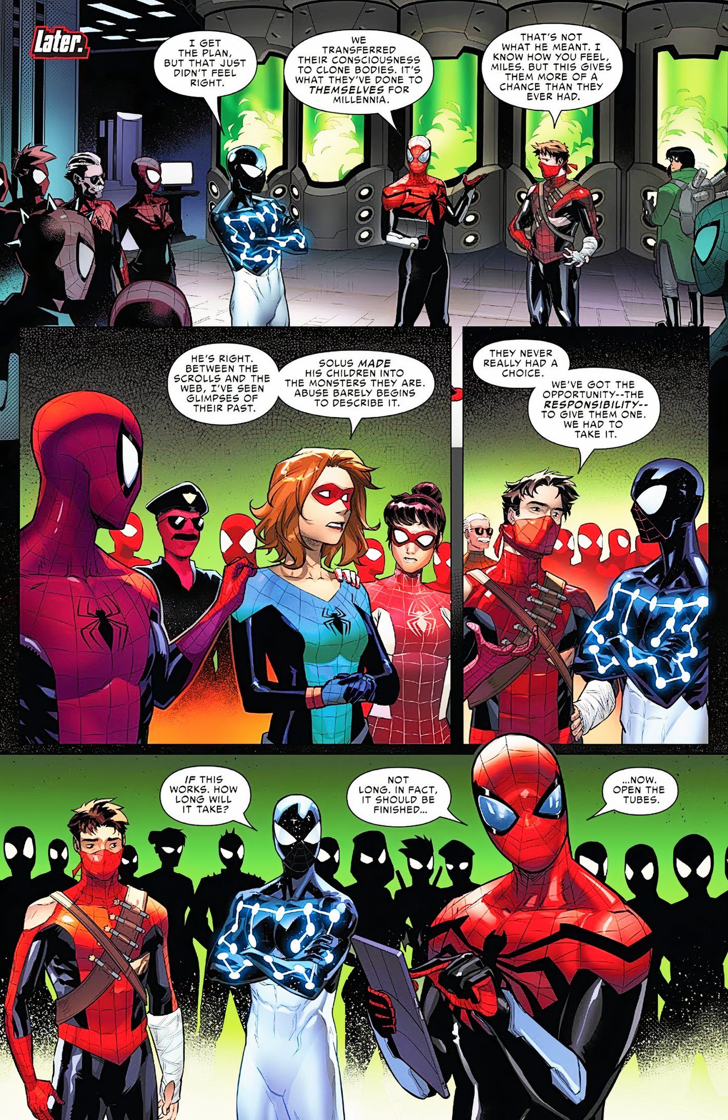 Spider-Geddon #5, reunião de Homens-Aranha incluindo 'Spider-Stan', uma versão do herói que é Stan Lee